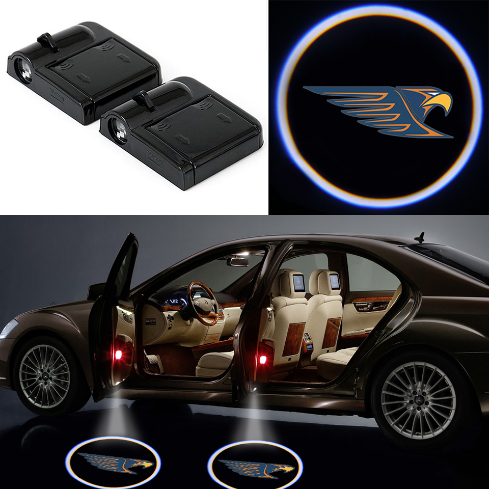 2 WIRELESS CAR DOOR LED LASER EAGLES SHADOW LIGHT- NEW